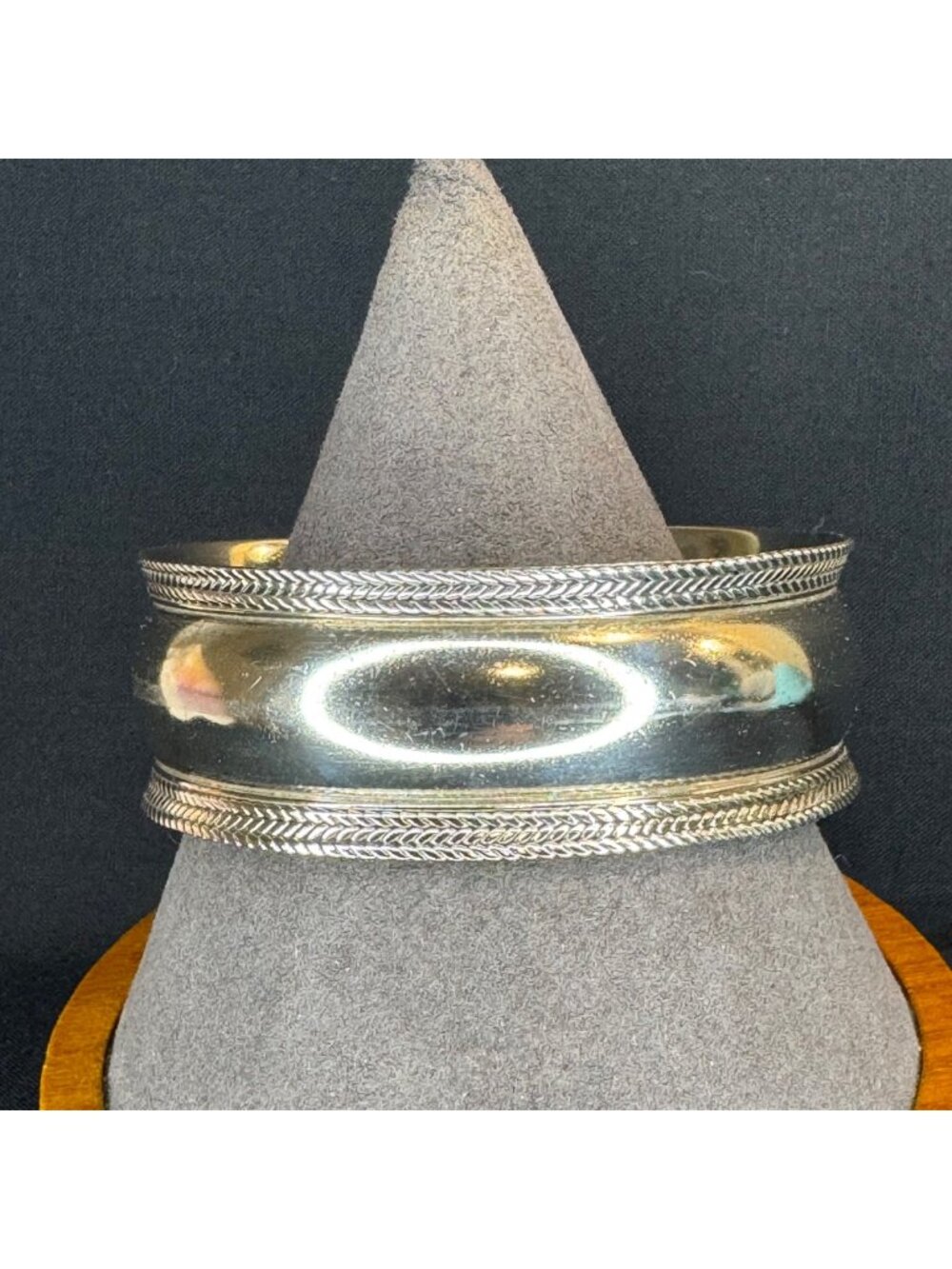 VTG Sterling Silver 925 Braided Design Wide Cuff Bracelet Size 7.5" Fit